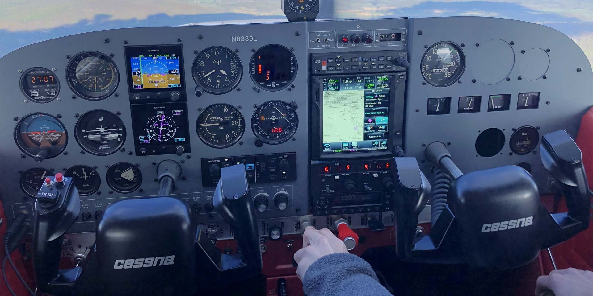 Cessna instrument panel upgrade with Garmin avionics.